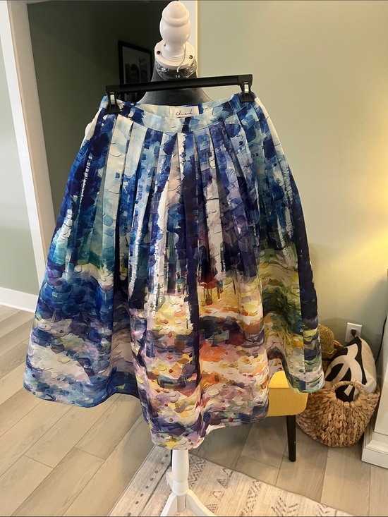 Chicwish Dresses & Skirts - Colorful Pleated Midi Skirt - Blue Multi